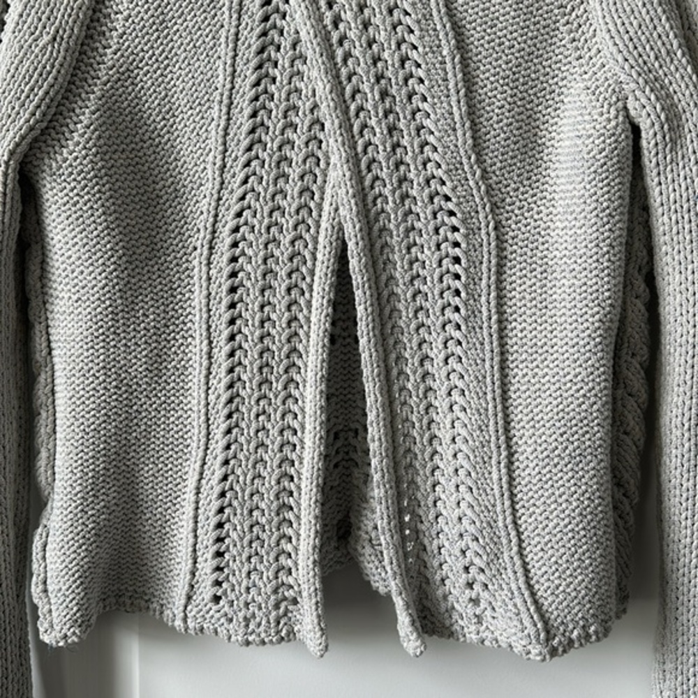 Free People Chunky Cable Knit Fisherman‎ Open Back Sweater Grey Small cropped - Picture 7 of 12